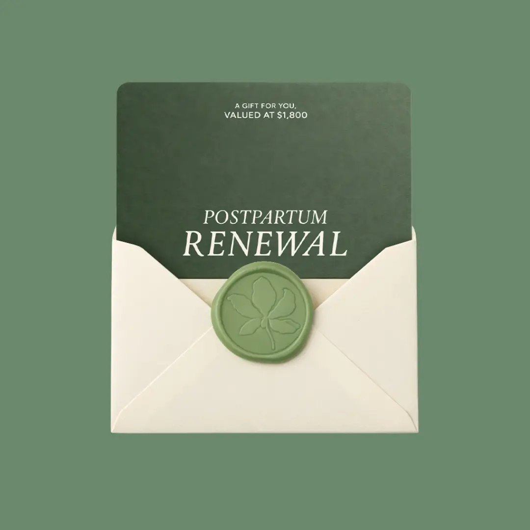 The Postpartum Glow Card in its envelope, valued at $1,800